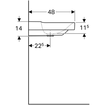 Раковина Geberit Xeno²: B=120см, T=48см, Отверстие под смеситель=Без, Перелив=Без, Белый / Специальное керамическое покрытие KeraTect