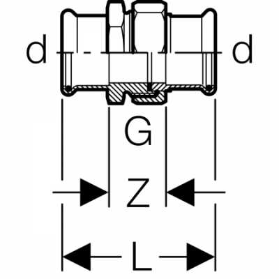 Резьбовое соединение Mapress из углеродистой стали: d=22мм, Geberit