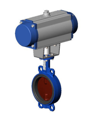 Затвор дисковый VPI4448-N07EP DN 65 PN16, межфланцевый, Tecfly с пневмоприводом одностороннего действия, корпус и диск ковкий чугун,манжета EPDM, Tecofi