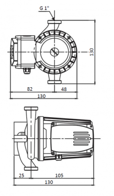 Циркуляционный насос с мокрым ротором BASIC S 15-6S, 1x230 В, 50 Гц, 70/60/50 Вт, вход/выход G 1" PN10, L=130 мм, корпус-чугун с катафорезным покрытием, колесо-композит, Shinhoo