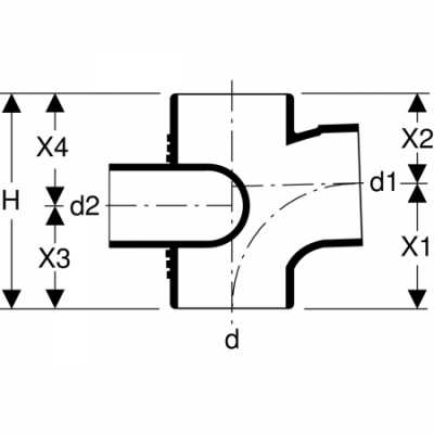 Крестовина Silent-db20, правая со смещенным впуском и дополнительным отводом 88,5°: d=90мм, d1=90мм, d2=75мм, Geberit