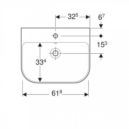 Раковина Smyle: 65x48см, Отверстие под смеситель=По центру, Перелив=На виду, Белый, Geberit