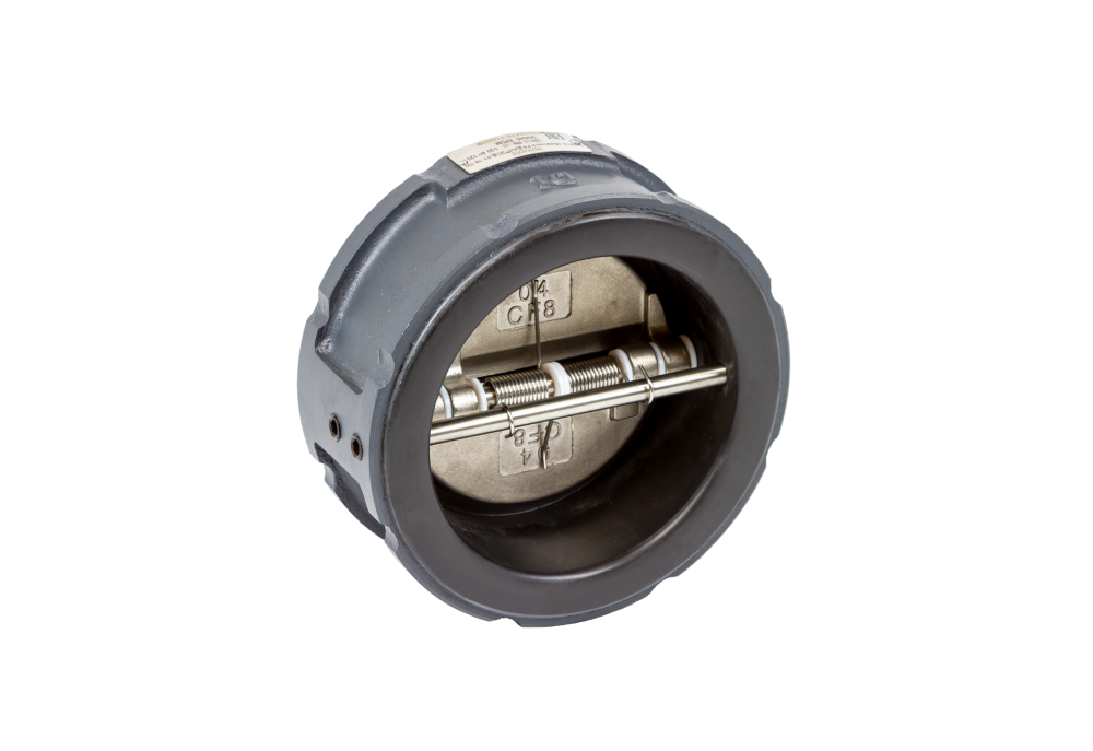 Обратный затвор двустворчатый ЗОД DN 125 PN 16, Т = - 20-120°С, межфланцевый, корпус-чугун, пластина-нержавеющая сталь, Ридан