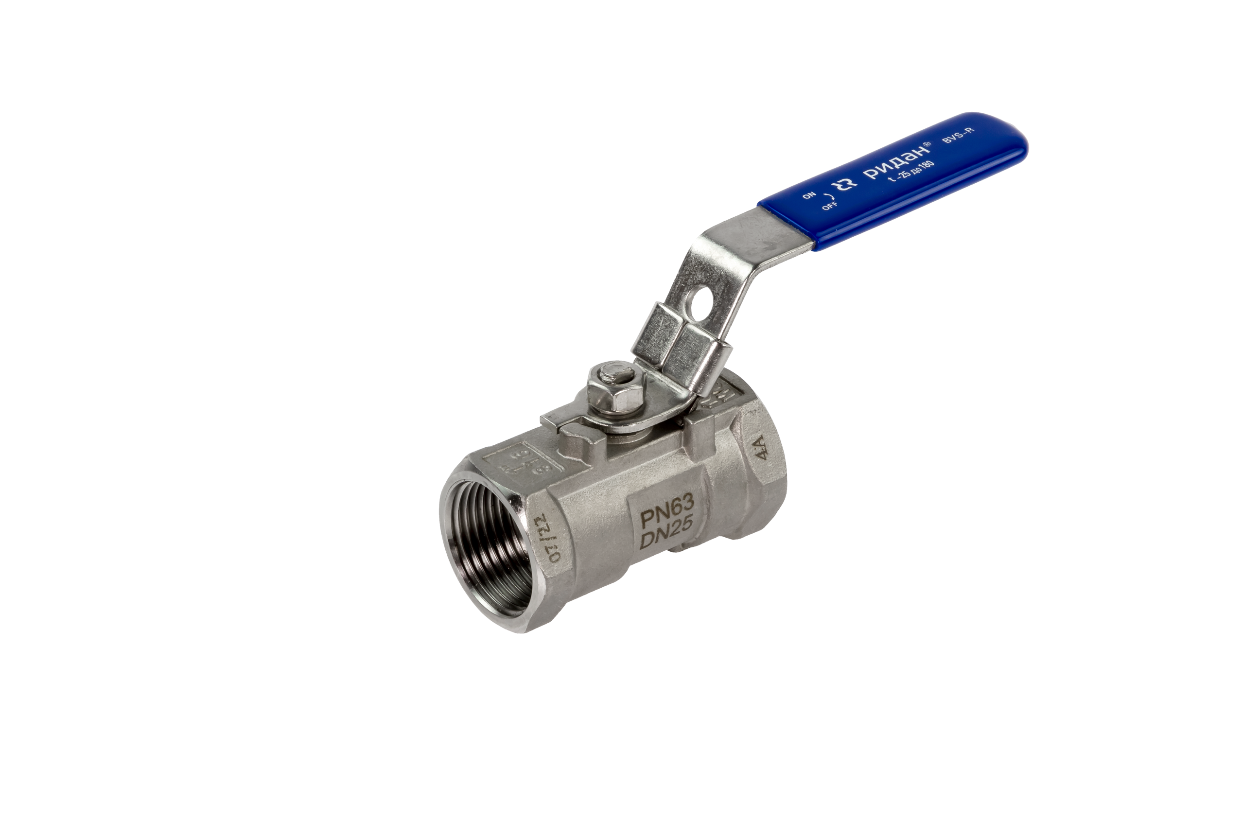 Шаровой кран BVS-R DN 32 PN 63, Т= 180 °С, внутренняя резьба, стандартный проход, рукоятка, корпус-нержавеющая сталь, Ридан