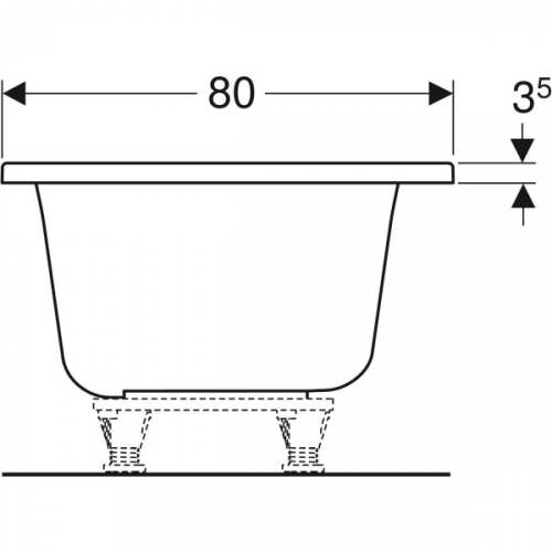 Прямоугольная ванна Geberit Renova Plan Duo: L=180см, B=80см