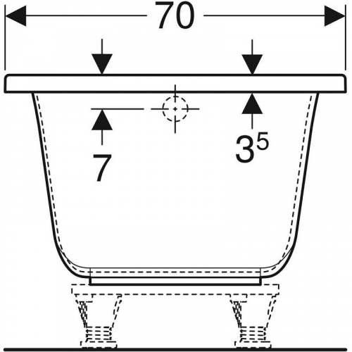 Прямоугольная ванна Geberit Soana, узкий край: L=180см, B=80см