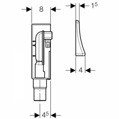 Внутристенный сифон Geberit для приборов, со сливным фитингом, с корпусом и защитной крышкой: d=50-56мм