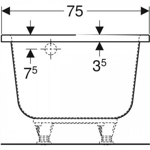 Пятиугольная ванна Geberit Renova: L=160см, B=75см, Выход=Правая