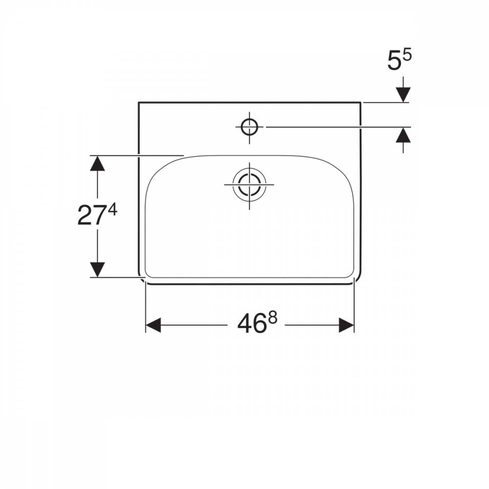 Раковина Smyle Square: 50x16x41см, Белый, Отверстие под смеситель=По центру, Перелив=На виду, Geberit