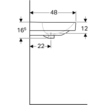 Раковина Geberit Smyle Square: B=90см, T=48см, Отверстие под смеситель=Без, Перелив=На виду, Белый