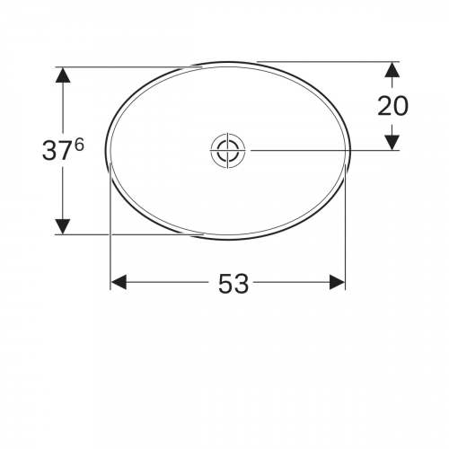 Встраиваемая раковина VariForm овальной формы: B1=53см, Отверстие под смеситель=Без, Белый, Перелив=Без, Geberit
