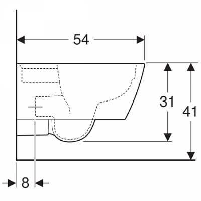 Подвесной унитаз вертикальный смыв Geberit iCon Square, закрытая форма, Rimfree: T=54см, Белый