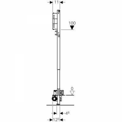 Инсталляция Geberit Duofix для душевых систем, 130 см, с водоотводом в стене, настенным смесителем для скрытого монтажа, высота стяжки для напольного стока 90–200 мм