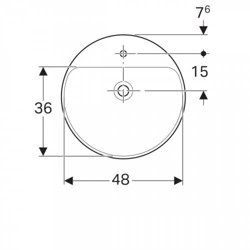 Полувстраиваемая раковина Geberit VariForm круглой формы: D=50см, Отверстие под смеситель=По центру, Перелив=На виду, Белый