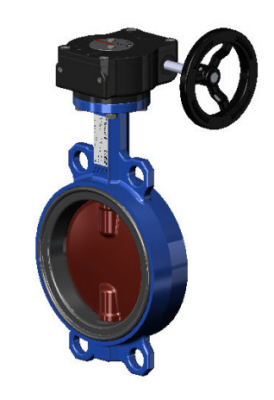 Затвор дисковый VPI4448-08EP DN 250 PN16, поворотный межфланцевый, Tecfly с механическим редуктором, корпус и диск ковкий чугун, манжета EPDM, Tecofi