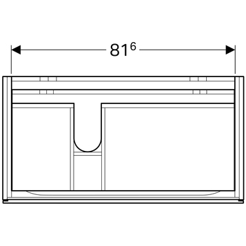 Шкафчик для раковины Geberit Xeno² с полкой, с двумя выдвижными ящиками: B=88см, H=53см, T=46.2см, Серый / Матовое покрытие, Ширина pаковина=90см