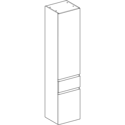 Высокий шкафчик Geberit Renova Plan с двумя дверями и одним выдвижным ящиком: B=39см, H=180см, T=36см, Белый / Высокоглянцевое покрытие