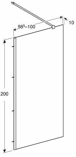 Душевая перегородка Kolo GEO: L=98.5–100см, H=200см, T=10см