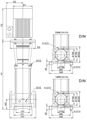 Насос вертикальный многоступенчатый SB 90-3-2 F-SQQE 18,5kW