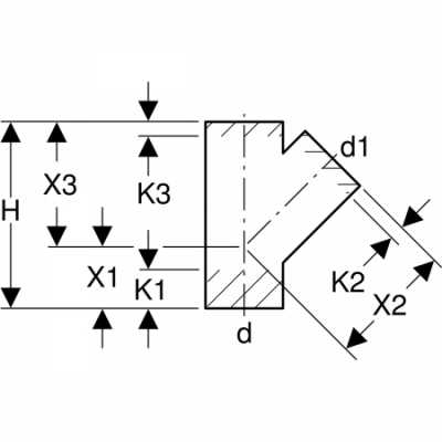 Тройник Geberit PE 45°: d=160мм, d1=160мм