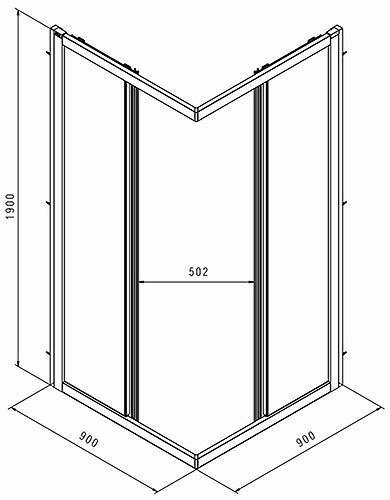 Квадратная душевая перегородка Kolo GEO: L=87.5–90см, B=87.5–90см, H=190см
