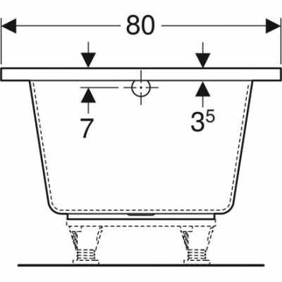 Geberit прямоугольная ванна TAWA, с тонким краем,: L=180см, B=80см