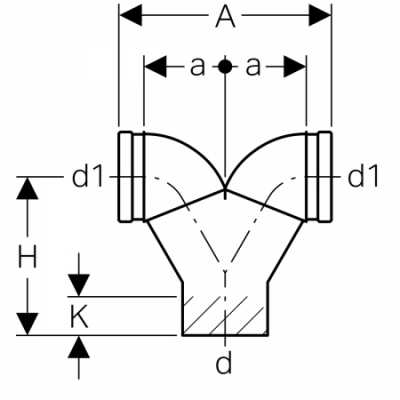 Фановый тройник с вертикальным выпуском Geberit PE 90°, для подвесного унитаза: d=110мм, d1=90мм