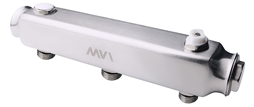 Коллектор из нержавеющей стали MVI, м/ц расстояние 100мм, 1"x1/2" PN16 3 выхода