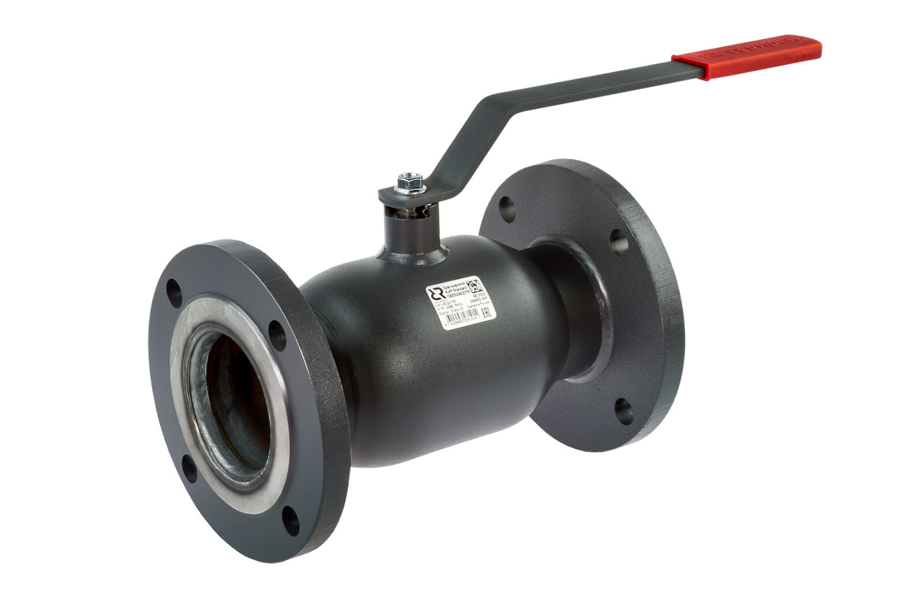 Шаровой кран RJIP Standard FF DN 15 PN 16 Т= 150 °С, фланцевый, стандартный проход, с рукояткой, корпус-углеродистая сталь, Ридан