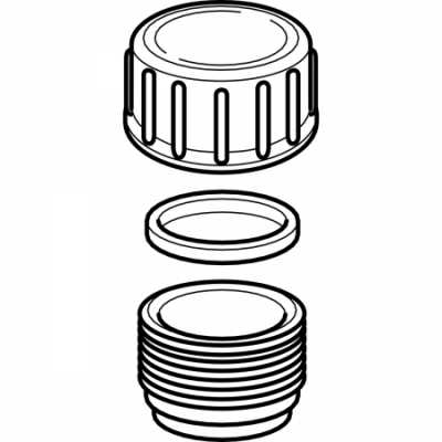 Резьбовой штуцер Geberit PE с заглушкой: d=63мм, D=9см, H=6.8см, Черный