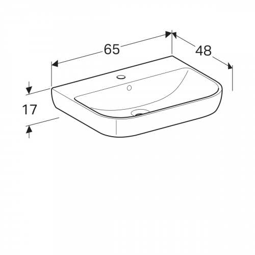 Раковина Smyle: 65x48см, Отверстие под смеситель=По центру, Перелив=На виду, Белый, Geberit