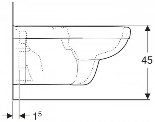 Подвесной унитаз вертикальный смыв Geberit Renova Comfort Square, удлиненный вылет, Rimfree: T=70см, Белый