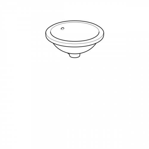 Раковина под столешницу Geberit VariForm круглой формы: D=39см, Отверстие под смеситель=Без, Перелив=На виду, Белый
