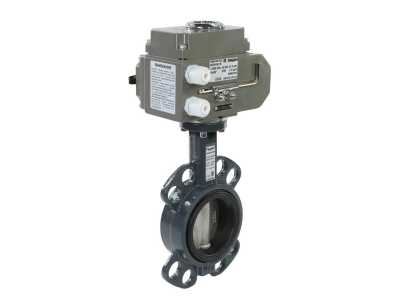 Затвор дисковый с электроприводом 082X4416R ЗДМ + 082X4507R АМБ; DN 350 PN 16, Т= - 15°C до 120 °С, межфланцевый,  АМБ 220 В переменный ток, EPDM, корпус-чугун, диск-чугун, Ридан