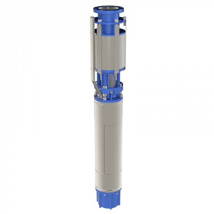 Насос скважинный центробежный CRS 12-250/3 нро, 3x380 В, 50 Гц, ном мощность 110 кВт, ном ток 250 А, присоед к напор трубопроводу фланцевое DN150, ном подача 250 м³/ч, ном напор 105 м, обсадная труба dвн ≥ 301 мм, длина агрегата 2650 мм, Ливнынасос