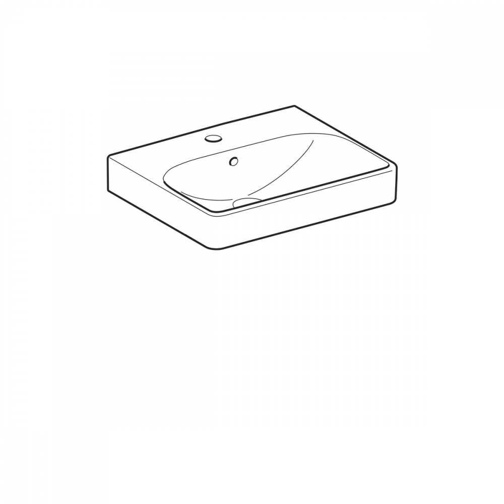 Раковина Smyle Square: 50x16x41см, Белый, Отверстие под смеситель=По центру, Перелив=На виду, Geberit