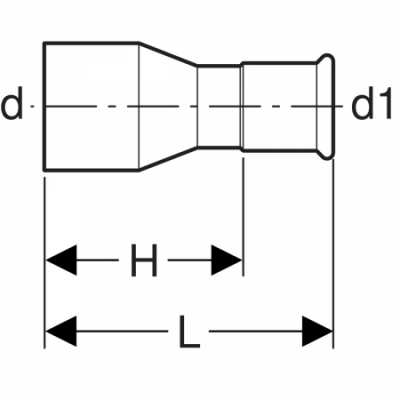 Переход Mapress из нержавеющей стали, с гладким концевиком: d=108мм, d1=88.9мм, Geberit