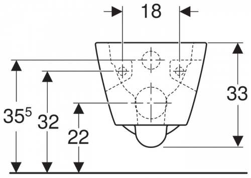 Подвесной унитаз вертикальный смыв Geberit Renova Plan, полузакрытая форма, Rimfree: T=54см, Белый