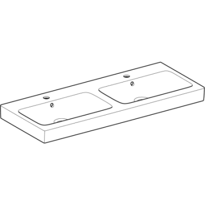 Двойная раковина iCon: 120x48.5см, Отверстие под смеситель=По центру, Перелив=На виду, Белый, Geberit
