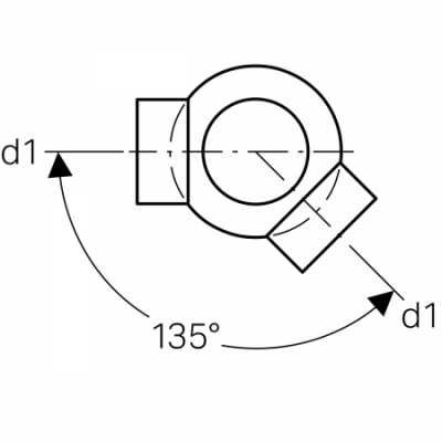 Крестовина шаровая PE 88,5°, соединения 135° смещенные: d=125мм, d1=110мм, Geberit
