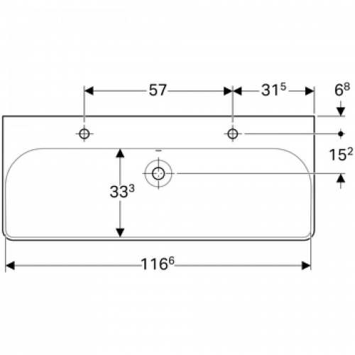 Раковина Geberit Smyle Square: B=120см, T=48см, Отверстие под смеситель=Левое и правое, Перелив=На виду, Белый