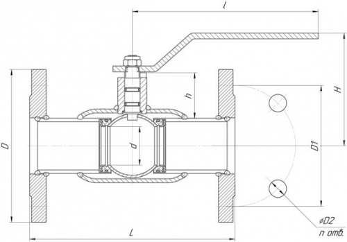 LD Кран шаровый цельносварной, фланцевый, Dn 125, PN 16, полнопроходной с корпусом из стали 20 (КШ.Ц.Ф.125.016.П/П.02)
