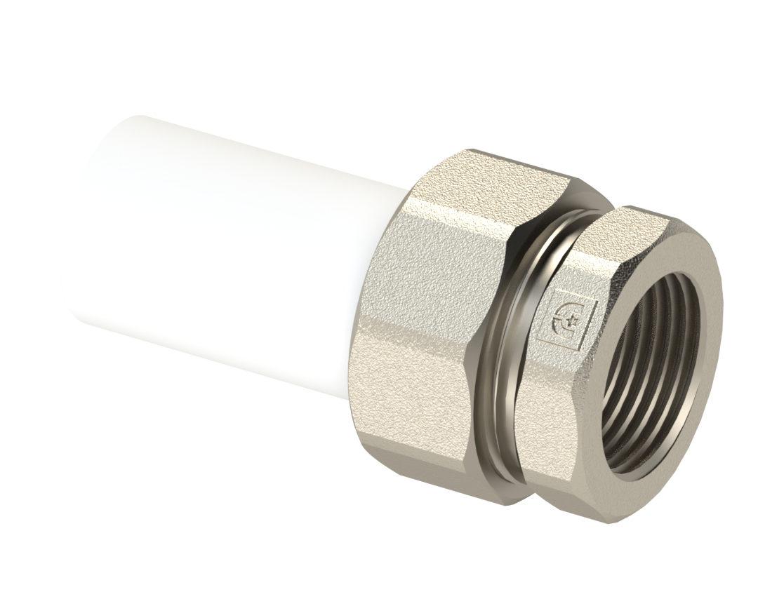 Американка трубная PP ВР Dу 32X3/4'' - белый, никелированный, SPL-EmirPlast