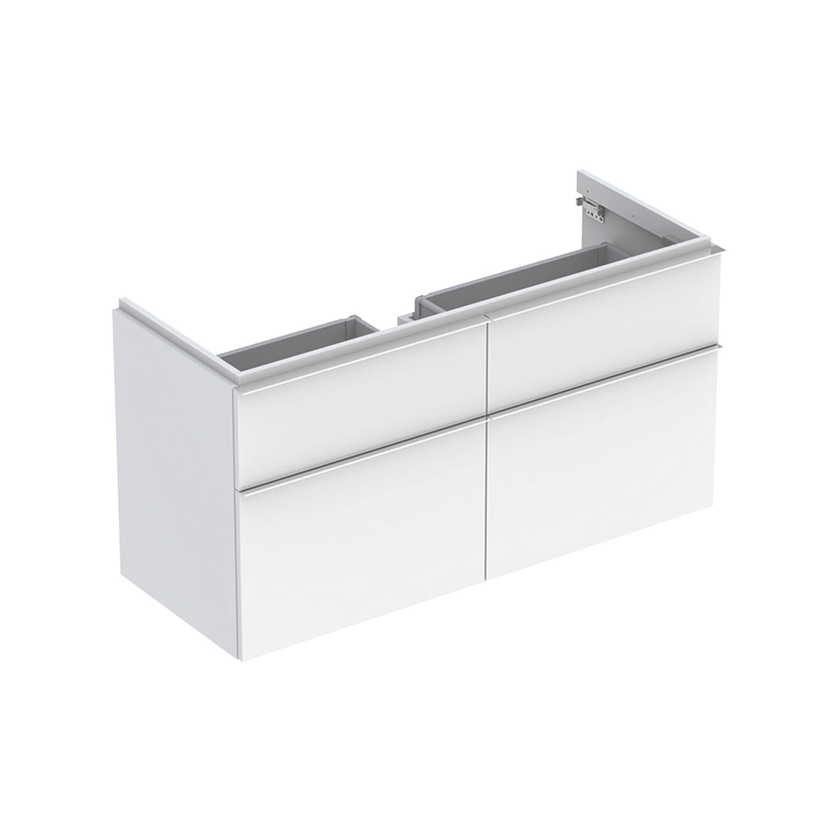 Шкафчик для раковины Geberit iCon, с четырьмя выдвижными ящиками: B=119см, H=62см, T=47.7см, Белый / Высокоглянцевое покрытие