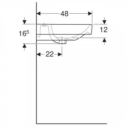 Двойная раковина Geberit Smyle Square: B=120см, T=48см, Отверстие под смеситель=По центру, Перелив=На виду, Белый