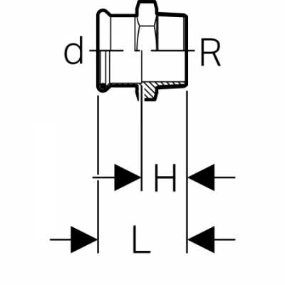 Переходник Mapress из нержавеющей стали, с наружной резьбой NPT: d=22мм, NPT=3/4дюйм, Geberit