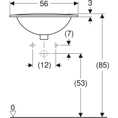 Kolo Rekord раковина для установки на столешницу: B=56см, T=47.5см, Отверстие под смеситель=По центру, Перелив=На виду, Белый