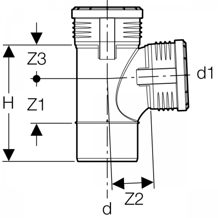 Тройник со смещенным впуском Geberit Silent-PP 87,5°: d=90мм, d1=90мм