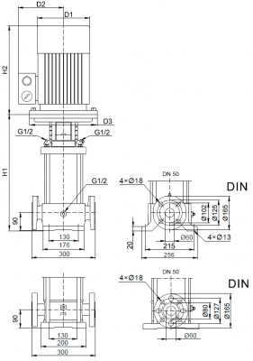 Насос вертикальный многоступенчатый SB 15-12 F-SQQE 11kW