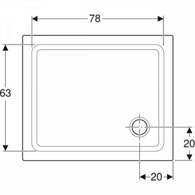 Прямоугольный душевой поддон Geberit Renova: L=75см, B=90см